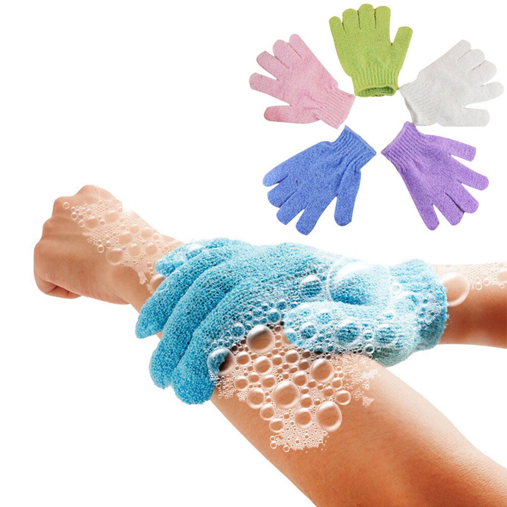 5Pcs Shower Gloves Massage Cleaning Brush Scrubber Polyester Exfoliating Wash Skin Spa Bath Gly Massage Cleaning Loofah Scrubber