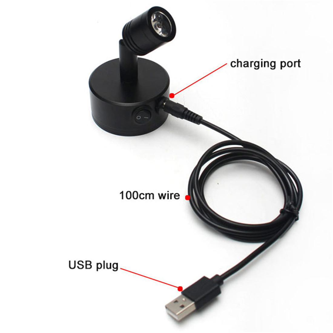 Zwart 2W batterij draagbare LED-spotverlichting voor sieradenkastlamp AAA droog batterij aangedreven 3000K 6000K tafel bureau op spotlight