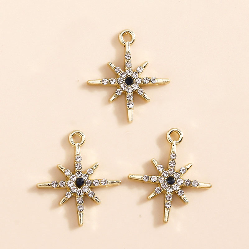 Leslie 5 Stuks Prachtige Gouden Zilveren Kleur Kristal Halve Maan Sterren Bedels Voor Oorbellen Armband Ketting Diy Sieraden Hangers: Puur Goud Kleur