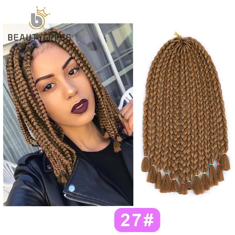 Skønhedsprofessionelle 14 tommer micro box fletninger afro hæklet fletning syntetisk fletning hårforlængelse ryddelig ende til kvinder ren sort bug brun: #27