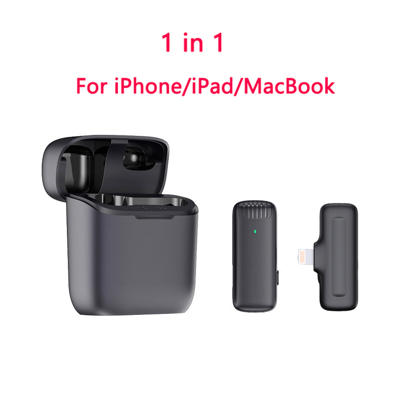 Draadloze lavaliermicrofoon Oplaadbehuizing Microfoon Draagbare audio-video-opname voor iPhone Android Camera Notebook Live Gaming Mic: Zilver