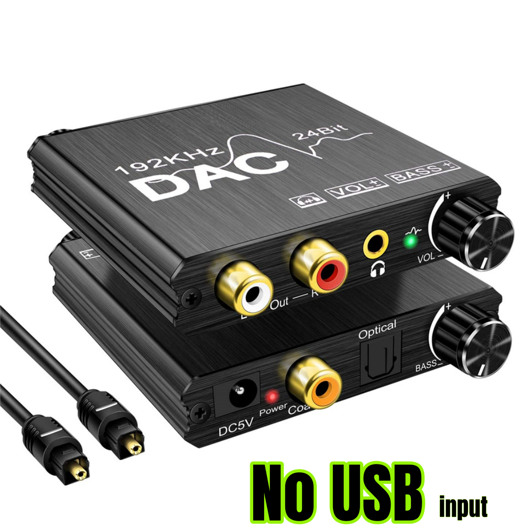 USB DAC 192kHz 24Bit Digital-Analog-Audio-Wandler Bass Lautstärke regler Einstellung SPDIF Optisch Toslink Koaxial zu Analog: Glod