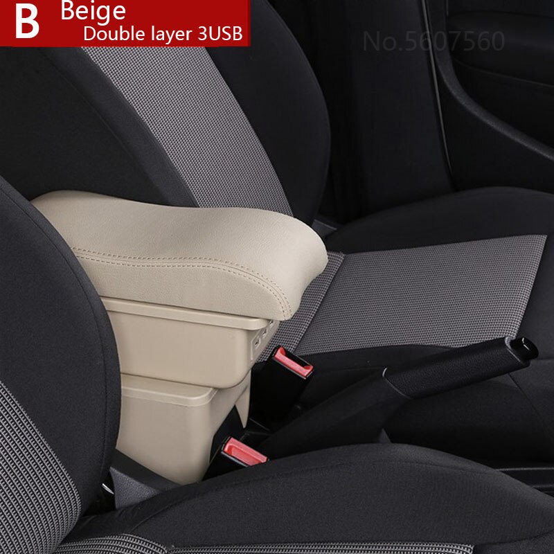 For VW Golf 6 Armrest box golf 5 Mk6 MK5 jetta 5 Interior special Retrofit parts Car Armrest box Center Storage box: B4 Beige 3USB