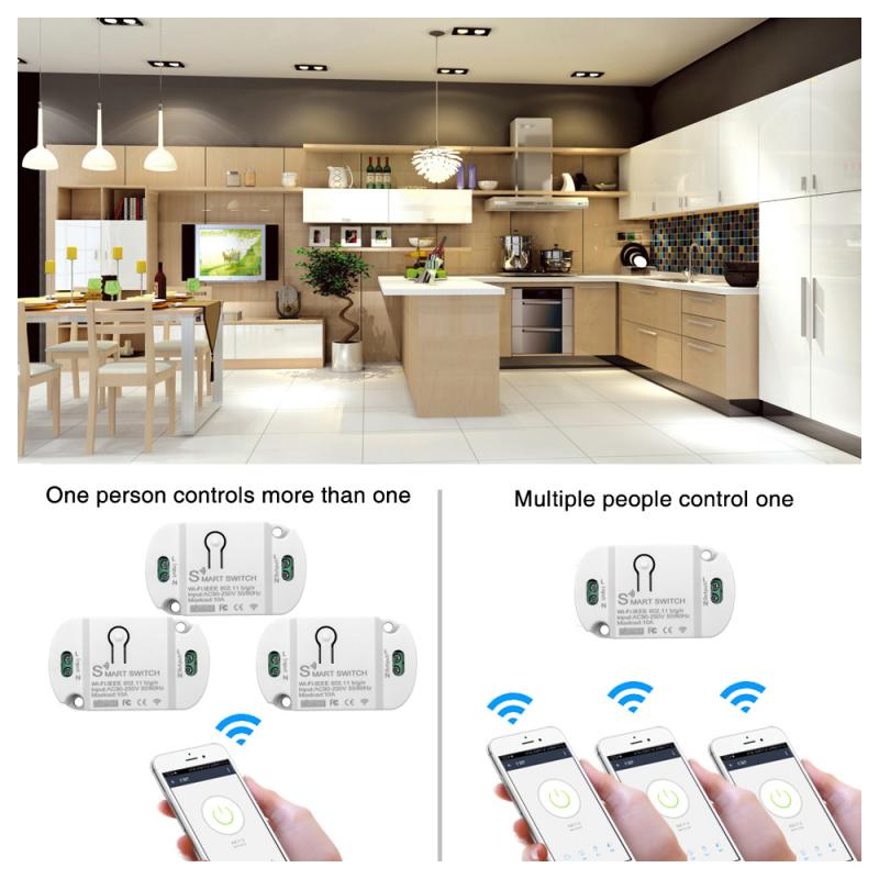 10A WiFi Smart Switch Timer DIY Wireless Switches Smart Home Automation Compatible With Tuya Alexa Google Home Automation Module
