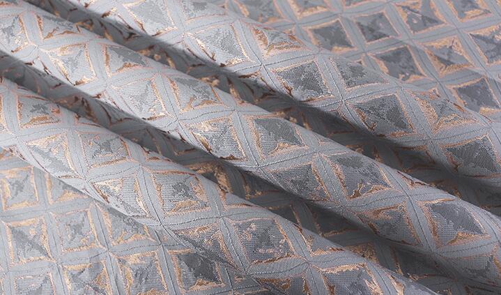 Geometri jacquard tekstil brokade polyester stoffer til pude og duge hjemmetekstiler: Grå purpel