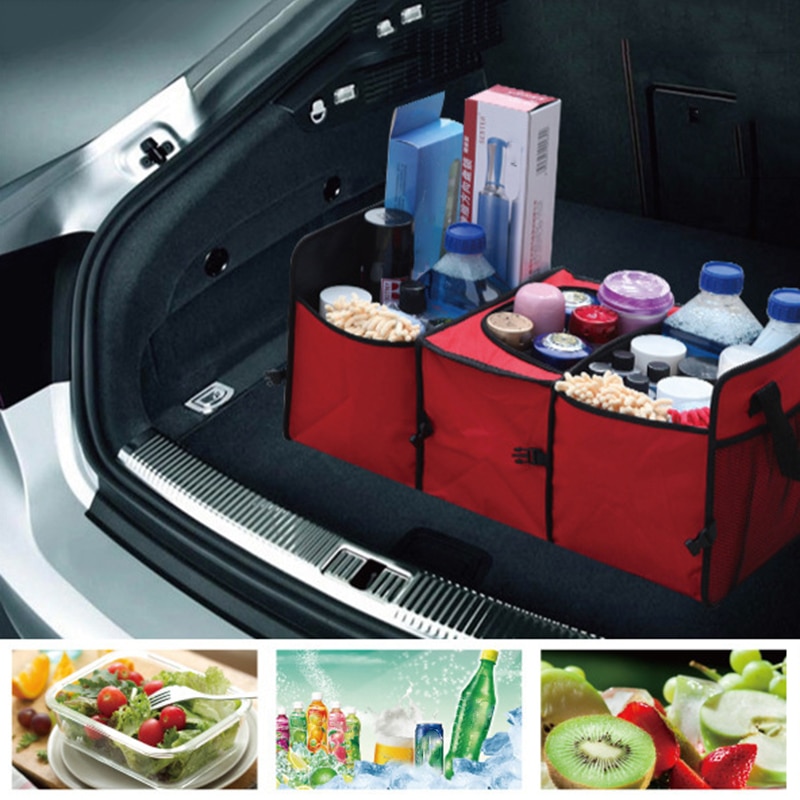 Car Accessories Foldable Car Trunk Organizer Bag Truck Van SUV Storage Basket Portable Net Mesh Compartment Organiser