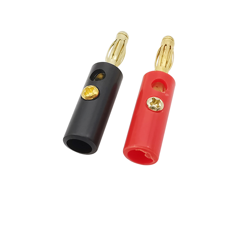 20 Stück vergoldete Schraube 4 mm Bananenstecker Audio Lautsprecherkabel Kabel Stecker Adapter Schwarz Rot