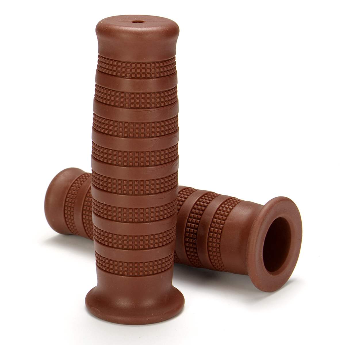 1 paar Universele 7/8 "22mm Motorcycle Bike Rubber Stuur Hand Grip Cafe Racer Bobber Clubman Custom Moto Hand grips Bar: Bruin