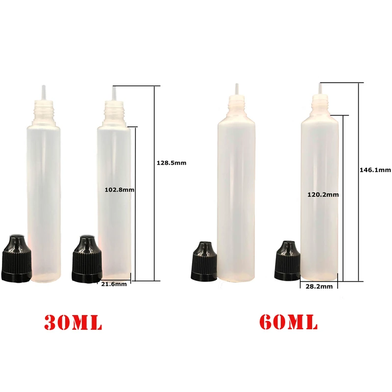 5 stücke 30 ml 60 ml Leere Kunststoff Kleine Mund Flaschen Schlanke Tropfflaschen Können quetschen Flüssigkeit Lagerung Nachfüllbare wasser Behälter