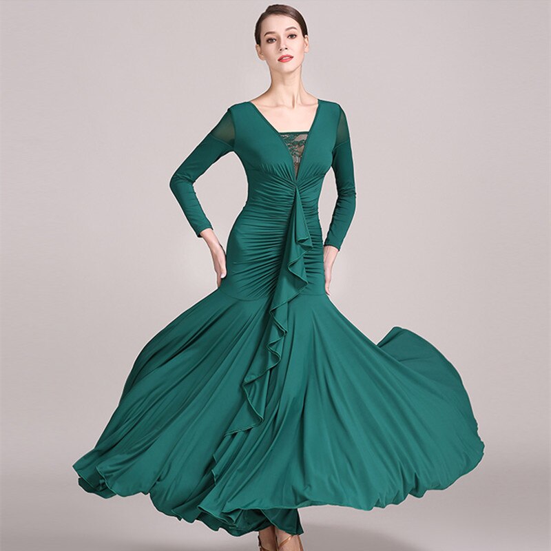 Grün Standard frauen tänze kleider für ballsaal tanzen walzer ballsaal Standard kleid modern tanzen kostümich tanzen tragen