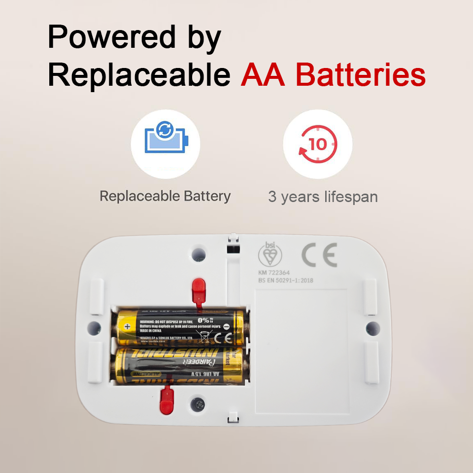 Koolmonoxidemelder EN50291 CO-sensor Draagbare koolmonoxidedetector voor thuis RV Reiskamp met AA-batterijen LCD-scherm