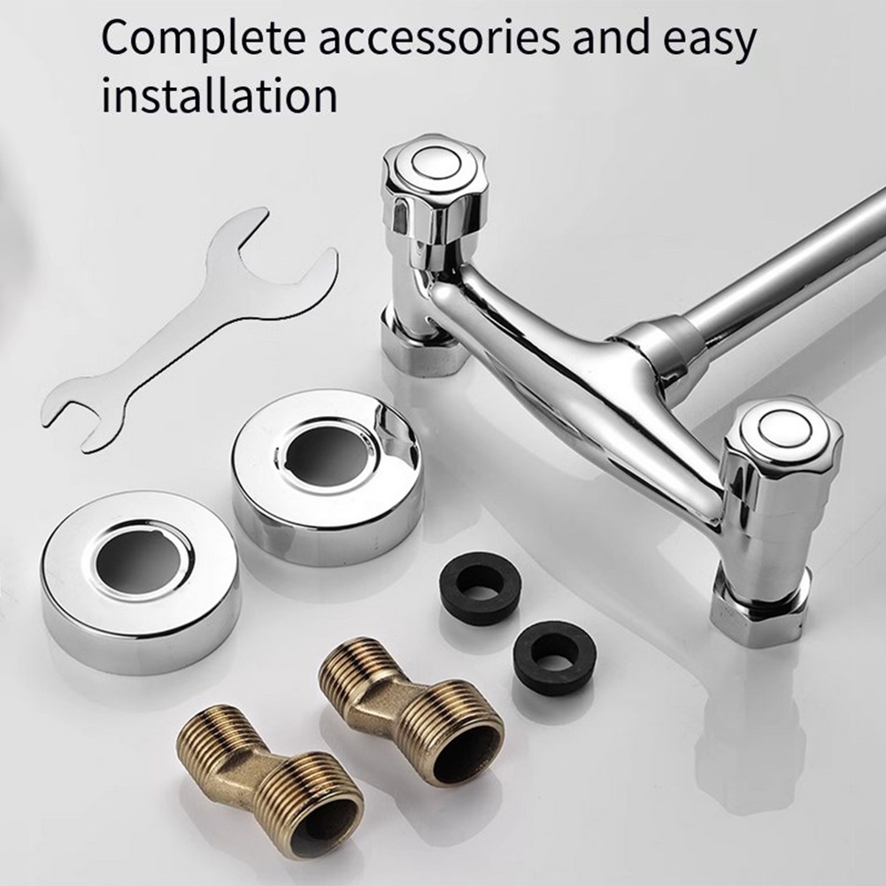 Kitchen Sink Faucet High Pressure Brass Faucet Mixer 360 Degree Swivel Double Hole Wall Mounted Sink Vegetable Basin Faucet