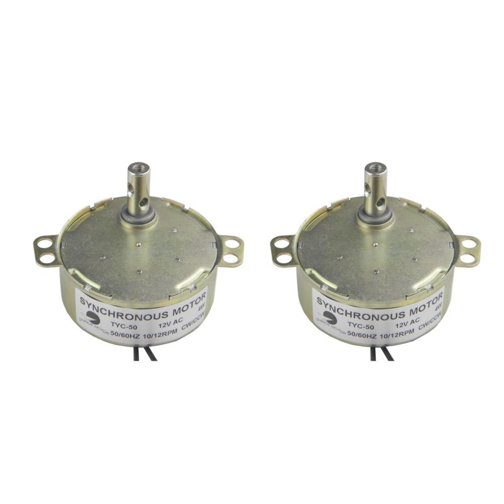 Chancs 2 stk gear drejebordsmotor tyc -50 12v ac 10-12 o / min cw / ccw reduktionsgearmotor langsom hastighed elmotor