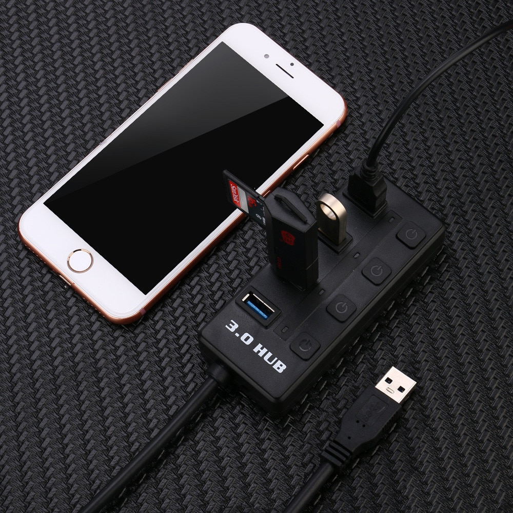 USB 3.0 Hub On/Uit Schakelaars Adapte 4 Port Met Super Speed USB 3.0 Hub On/Off schakelaars Adapter Voor PC Laptop Netwerk hub