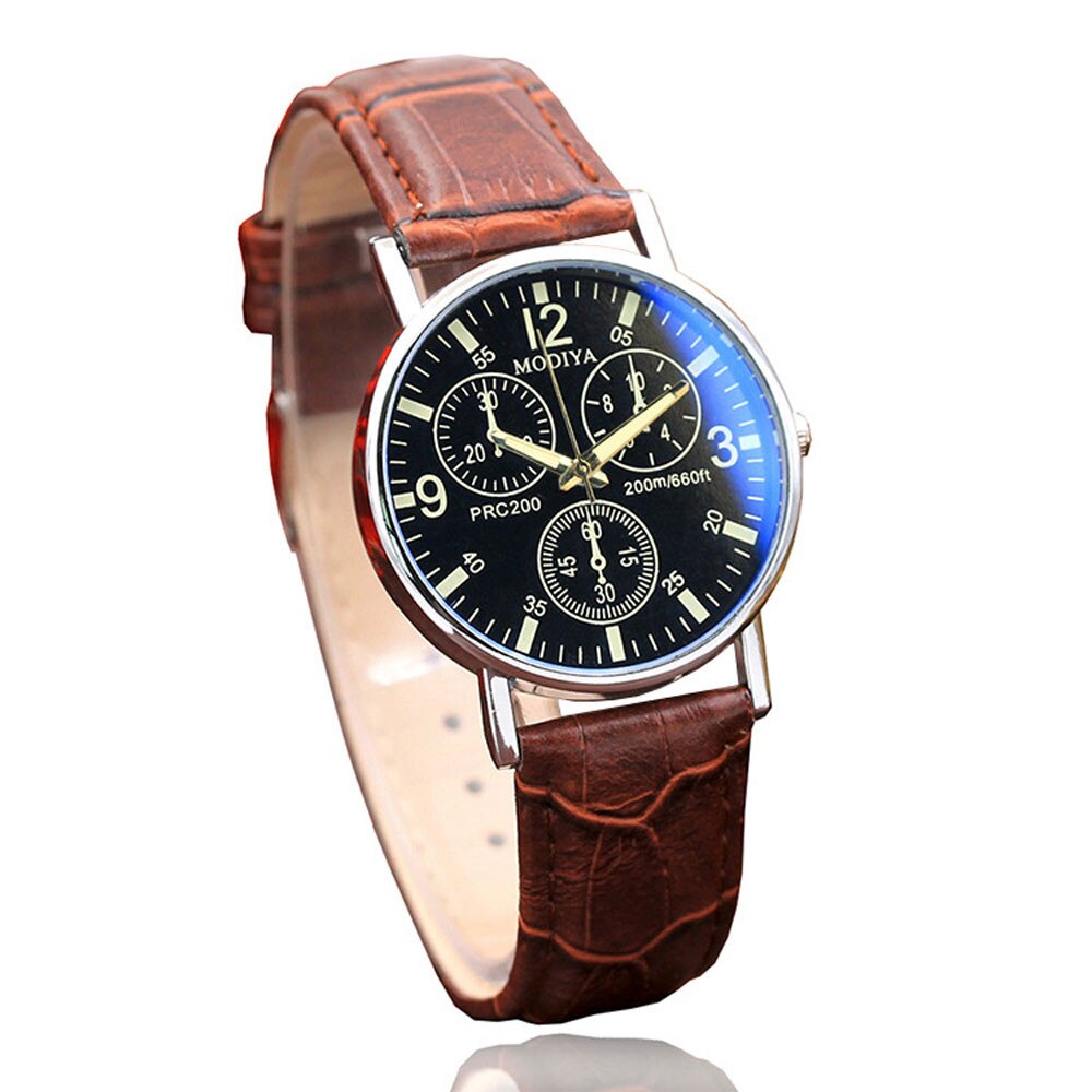 Zes Pin Horloges Quartz Heren Horloge Blauw Glas Riem Horloge Mannen Curren Horloge Mannen Часы Мужские Erkek Kol Saati relogio Masculino: Bruin