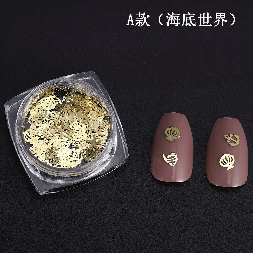 Diy Art Decoratie Goud Metalen Plakjes Bloem Nail Art Glitter Hollow Nail Vlokken Manicure Tips Nail Accessoires Ontwerpen Voor Nail: HC863