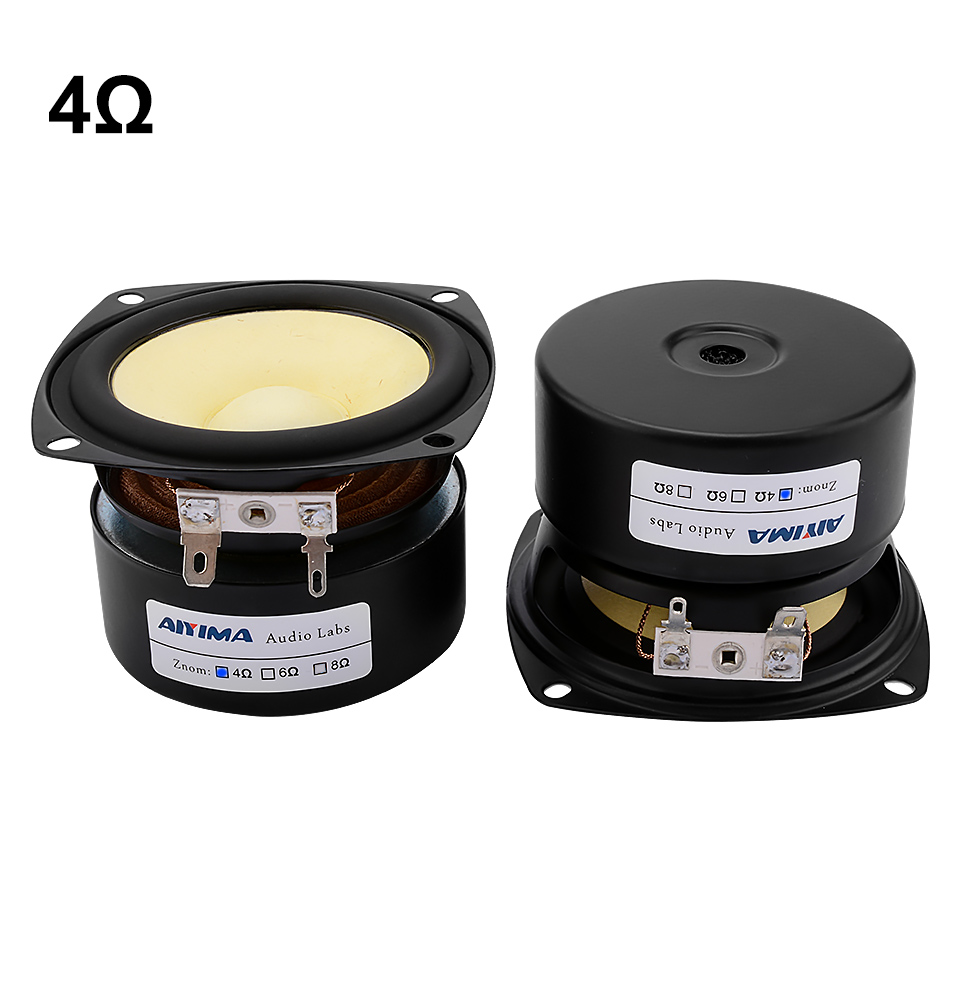 AIYIMA 3 Inch Full Range Speaker Driver 4 8 Ohm 15W Sound Music Loudspeaker Units DIY Bookshelf Altavoz Amp Home Theater 2Pcs: 4 ohm Square