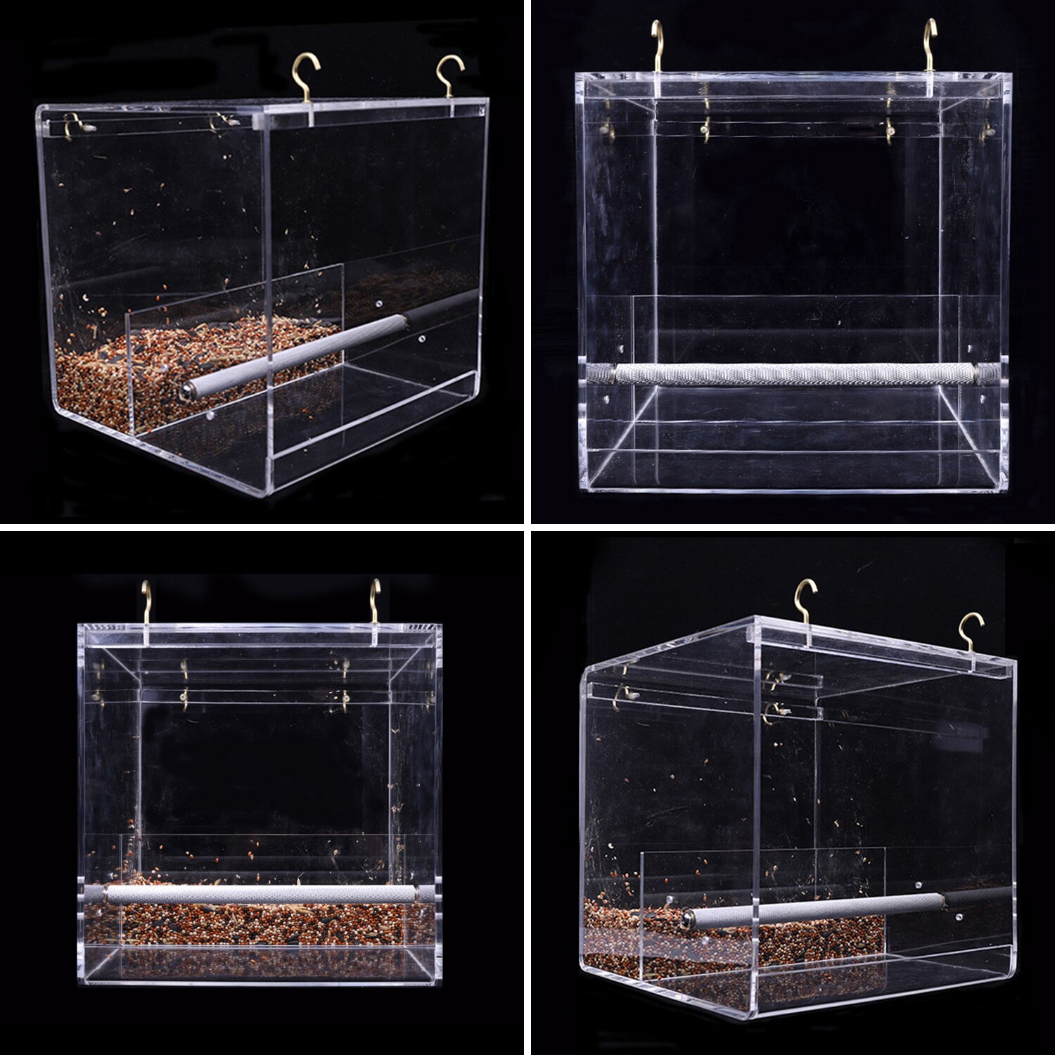 Hanging Bird Feeder for Cage Bird Feeder House Hanging Parrot Food Feeder Container Birdfeeders Acrylic Cage Accessories