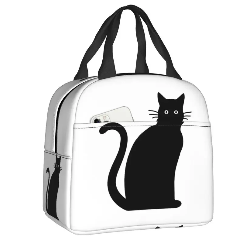 Aangepaste zwarte kat lunchtas dames warme koeler geïsoleerde lunchcontainer box voor student schoolwerk picknick voedsel draagtassen: Bruin