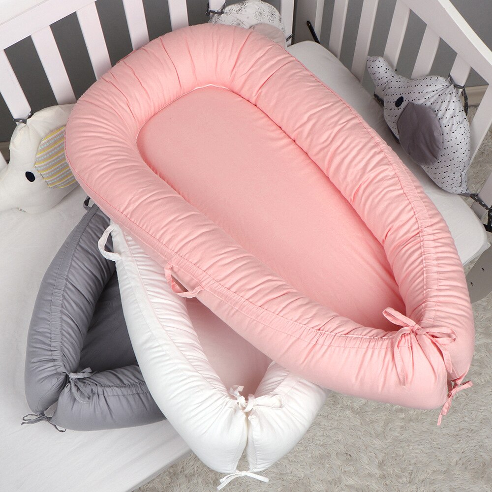 Flyttbar babynest säng bärbar spjälsäng bärbar resesäng spädbarn småbarn bomull vagga för nyfödd baby säng bassäng enfärgad