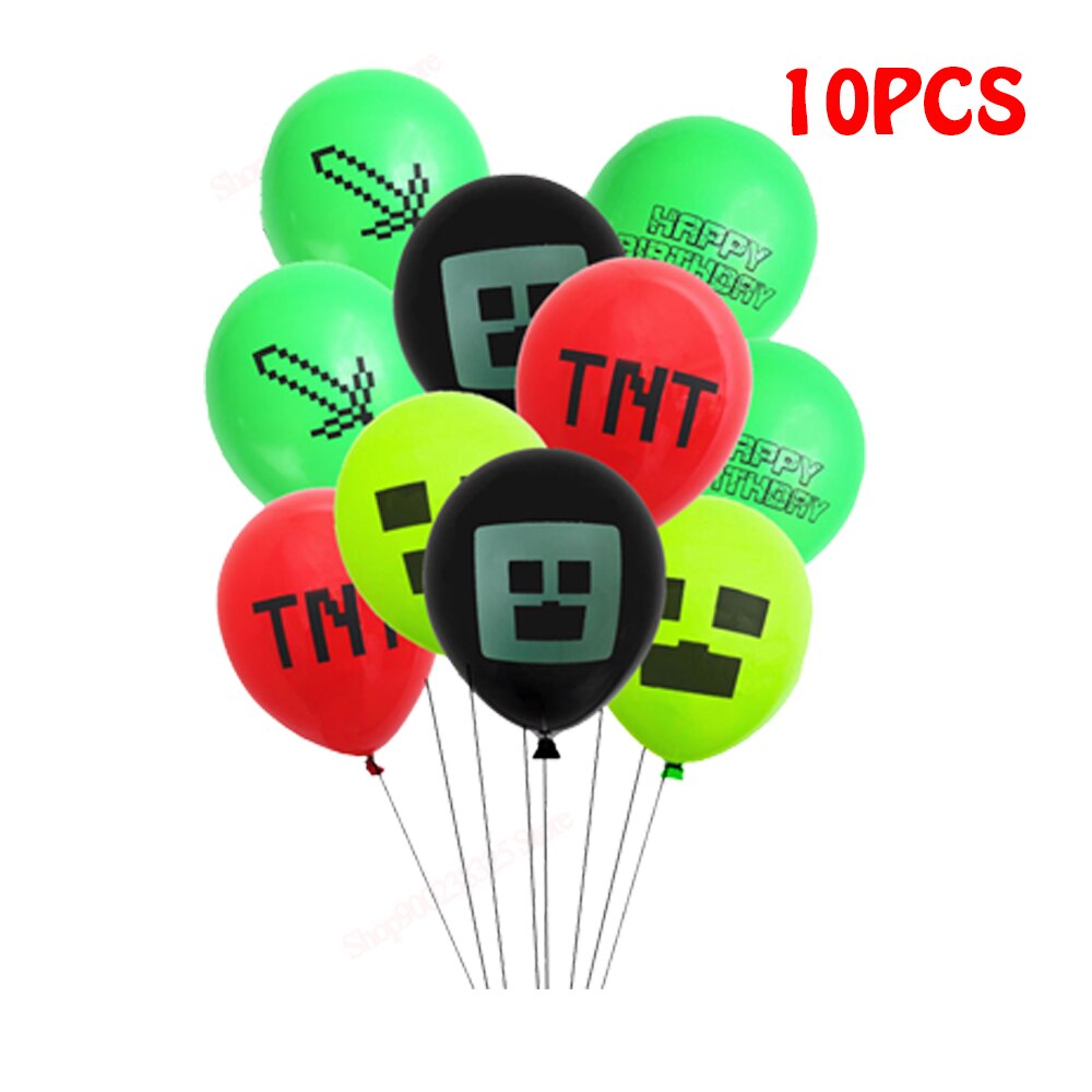 Mijnbouw Pixels Game Party Ballon Pixel Tnt Creeper Steve Verjaardag Supplie Decor Kid Jongens Speelgoed Thema Baby Shower Ballon