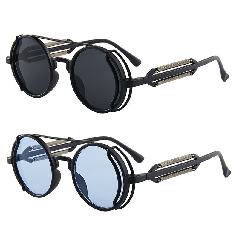Mode Steampunk Stijl Zonnebril Retro Klassieke Ronde Frame Glazen Multi-color Lens Zon Brillen Gothic Punk Bril Unisex