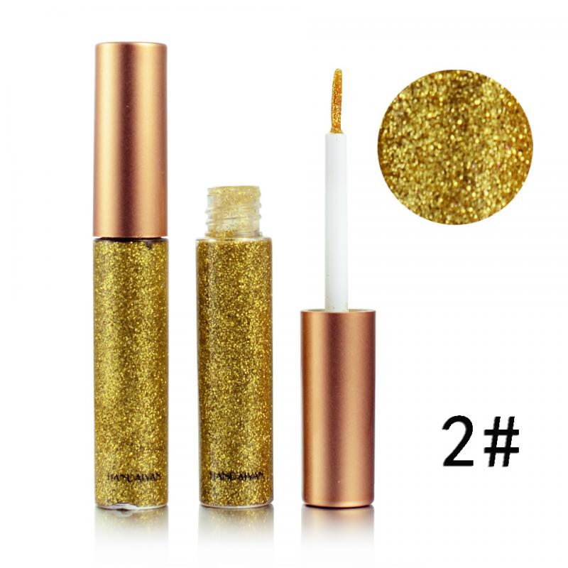 Handaiyan skinnende glitter flydende eyeliner blyant diamant shimmer eyeliner rosa guld farve eyeliner makeup til øjenkosmetik: 02