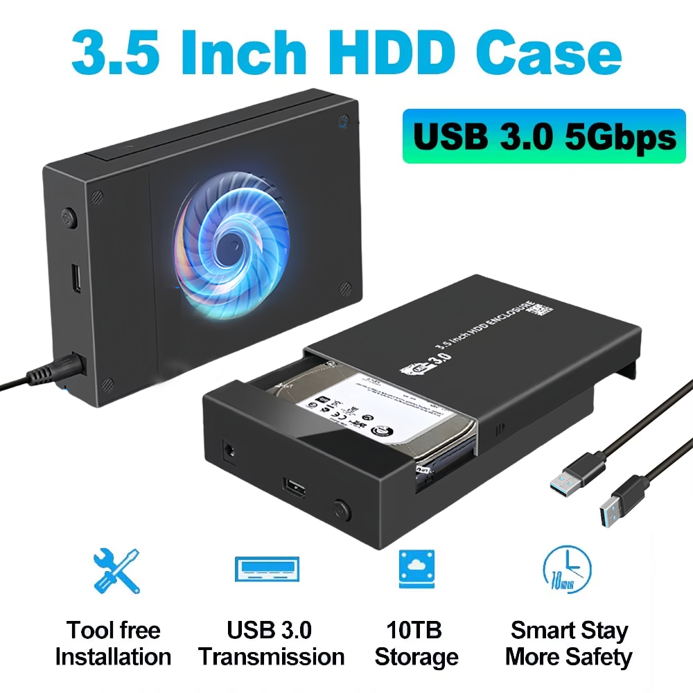 HDD-Gehäuse 3,5 2,5 Zoll SATA auf USB 3.0-Adapter, externes Festplattengehäuse, Lesegerät für SSD-Festplatte, HDD-Gehäuse, HD 3.5 HDD-Gehäuse für PC