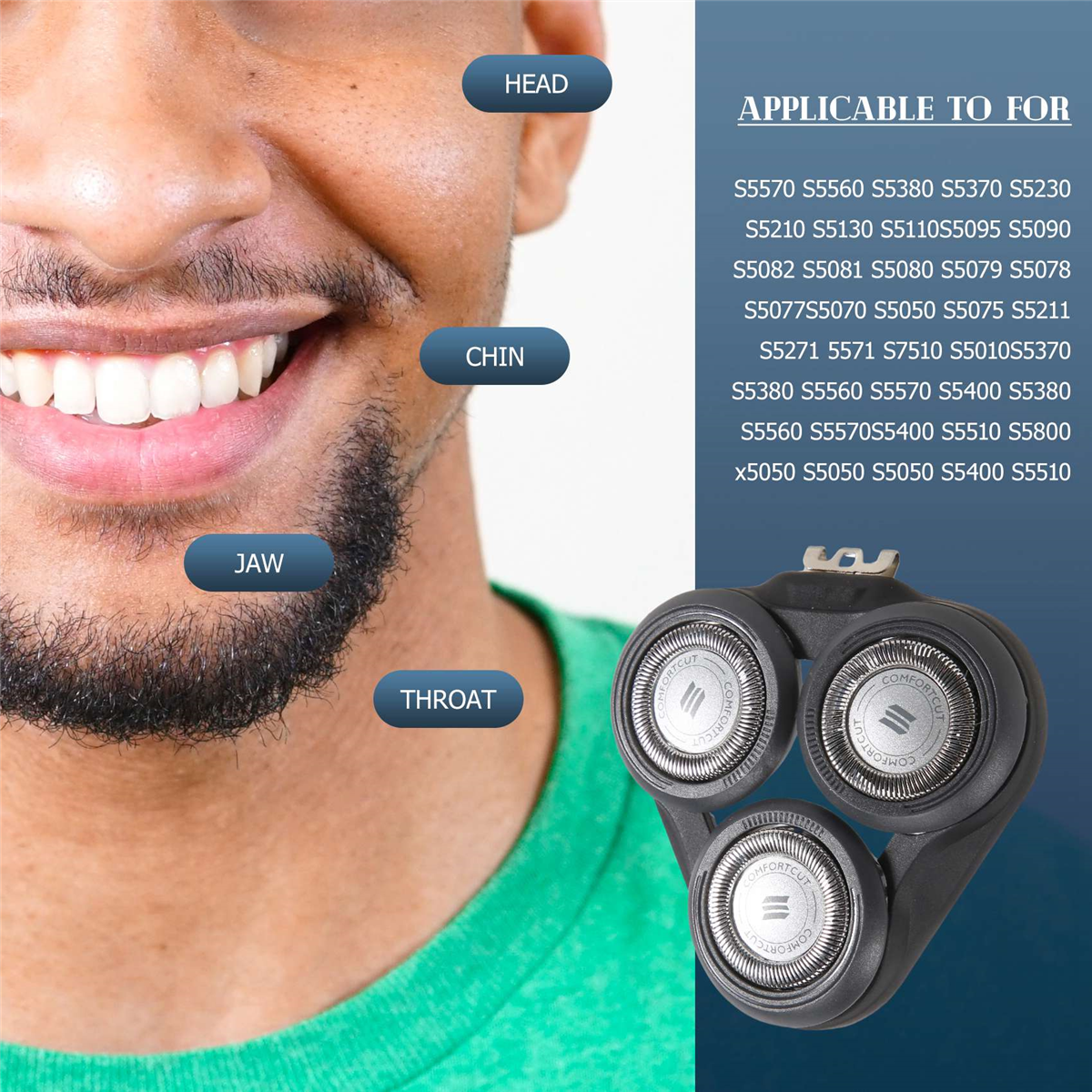 Ersättningsrakhuvud för  s5000 s5370 s5571 s5420 s5140 s5078 s5077 s5050 s5082 s5380 s5400 blad - svart