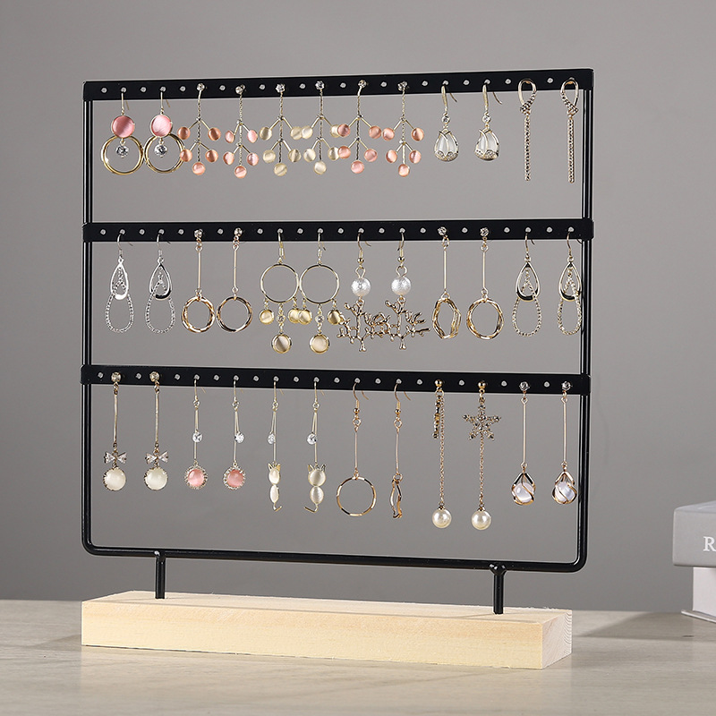 Øredobbholder, øredobborganisator smykkeholder display tre stativ, smykkeorganisatorholder for øredobber halskjeder armbånd: Brun