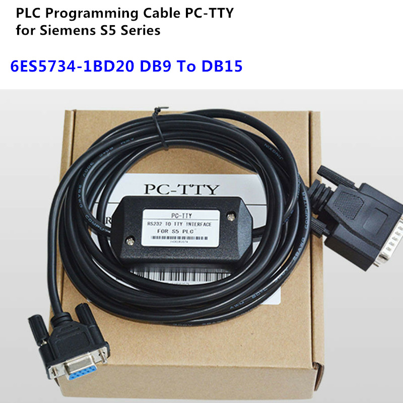 3PCS PLC Programming Cable PC-TTY for Siemens S5 Series, 6ES5734-1BD20 DB9 To DB15