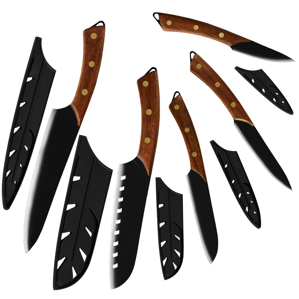 Stainless Steel Knives Knife Set 5pcs For Steak Meat Fish Vegetable Cutting Santoku Chef Semptember Knives Sets: 6pcs set