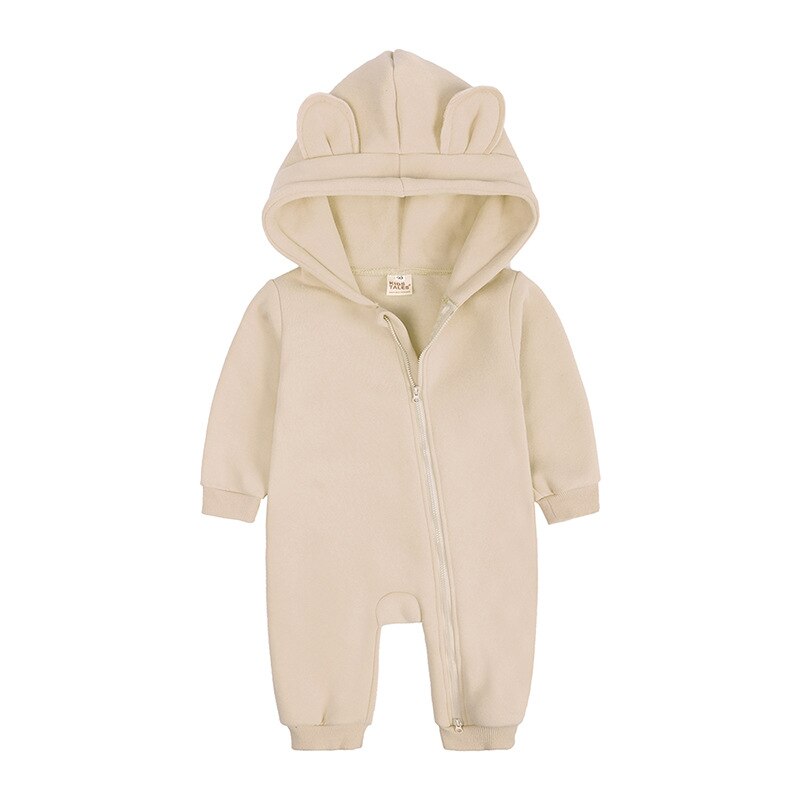 Macacão infantil de inverno para bebês, peça única de urso para meninos e meninas, quente e grosso de lã, roupa de uso externo para crianças pequenas, 2021: oatmeal / 3-6M