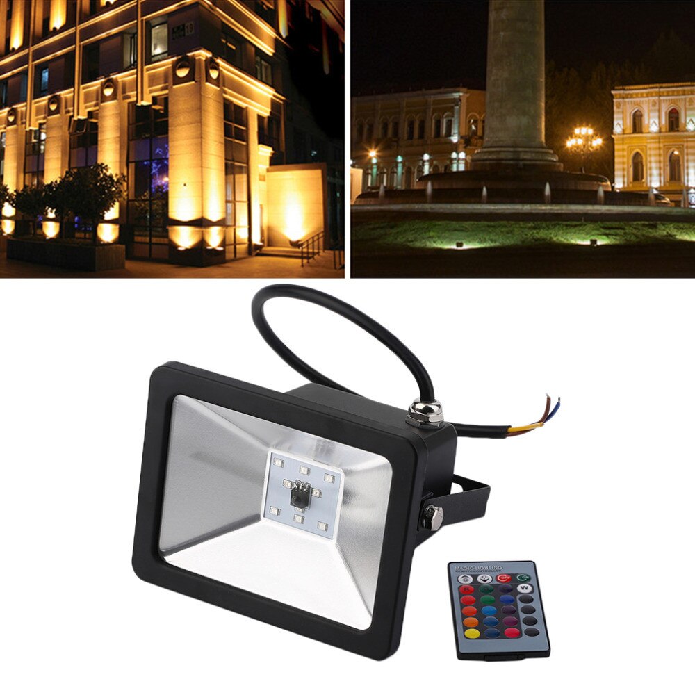 Ouhaobin Rgb Led Flood-lights 10w Color Changing Outdoor Spotlight With Remote Control Lámpara de proyección