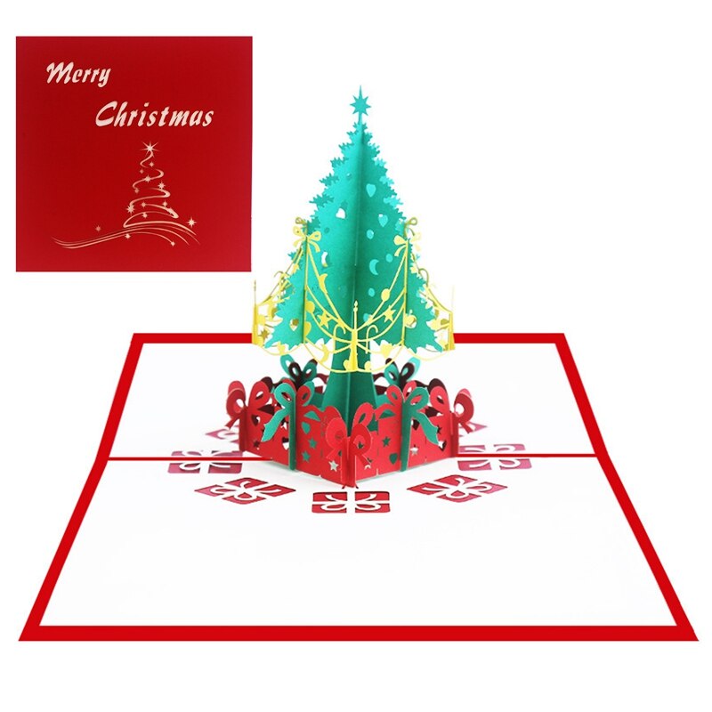 3D Pop Up Kerstkaart Decoraties Kerstboom Groeten Kaart Voor Xmas Jaar Wenskaarten Handgemaakte