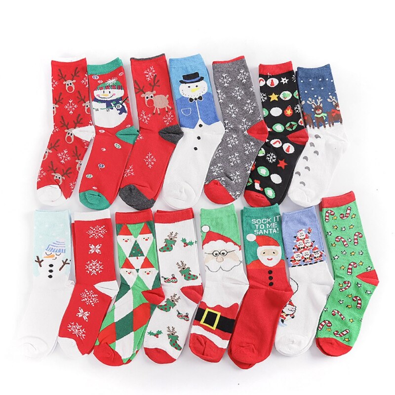 Christmas Socks Cotton Knit Crew Warm Socks For Girls Winter Novelty Christmas