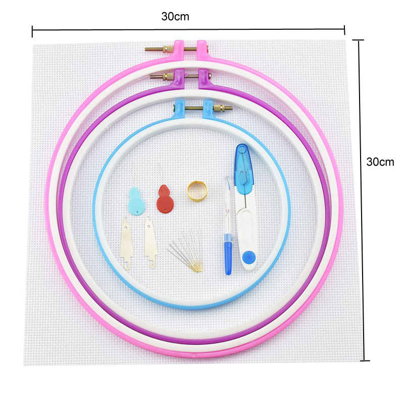 DIY Craft Embroidery Needlework Circles Set Embroidery Thread 50 100 Colors Sewing Tool Adjustable Skein Punch Needle Stitching