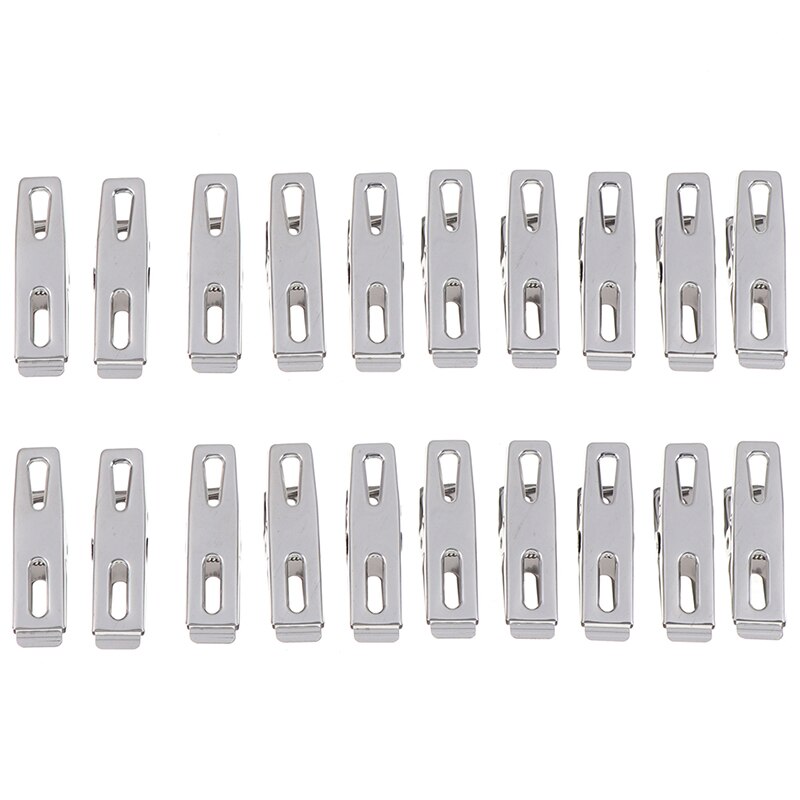 20pcs Stainless Steel Towel Clothes Pegs Clip Hang Pins Laundry Clamps Windproof D3 Hanging Clothes Kitchen Bathroom Organizer