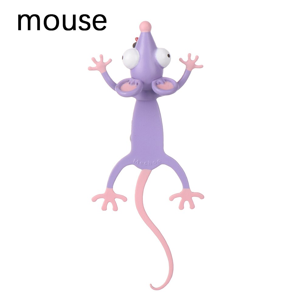 Marcapáginas de lectura de estilo Animal de dibujos animados en 3D, marcadores divertidos de PVC, suministros de papelería escolar, marcapáginas de para niños: mouse