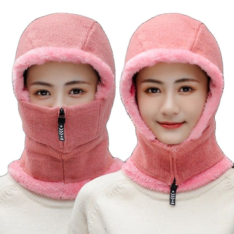 Double-Use Women Warm Knitted Hat Scarf Hooded Collar Elastic Winter All-Match Adult Teen Thick Soft Neck Warmer Female Caps