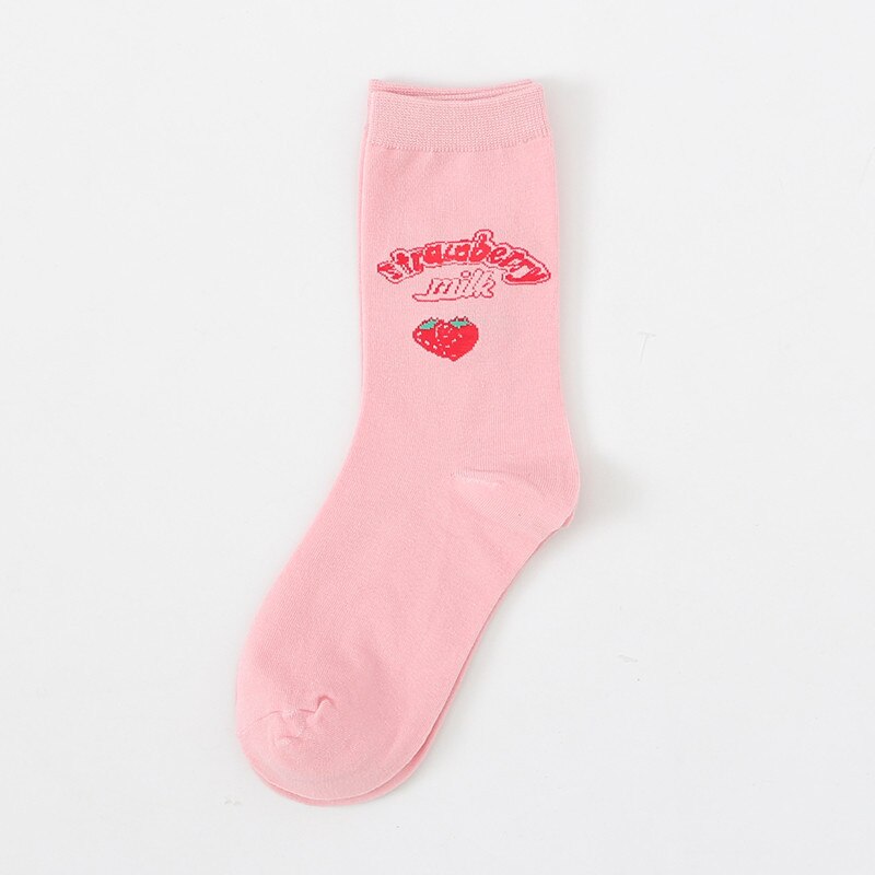 Women's Socks Autumn and Winter Trendy Socks Strawberry Tube Cotton Women's Socks Harajuku College Style Casual Fresh Socks: 1