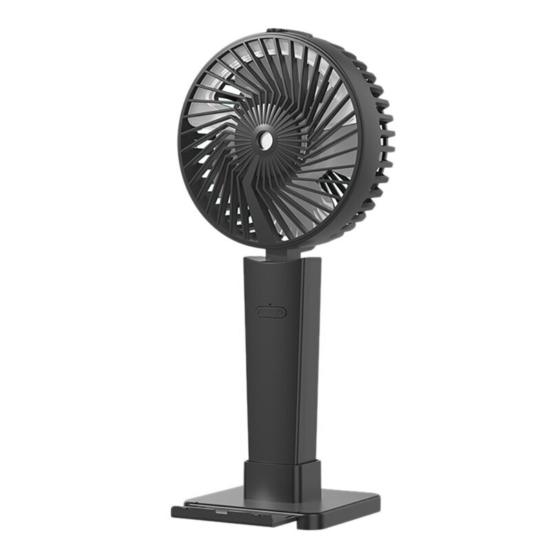 4 In 1 Mini Portable Fan Misting Fan Cooling Hand Holding Fan Desktop Phone Holder Multifunction Travel Cooler Fan: black