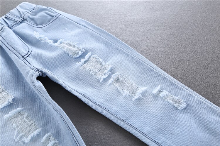 Lasten repeytyneet reikäfarkut housut kevät lasten rikki denim housut pojalle tytölle farkut koko 90-130