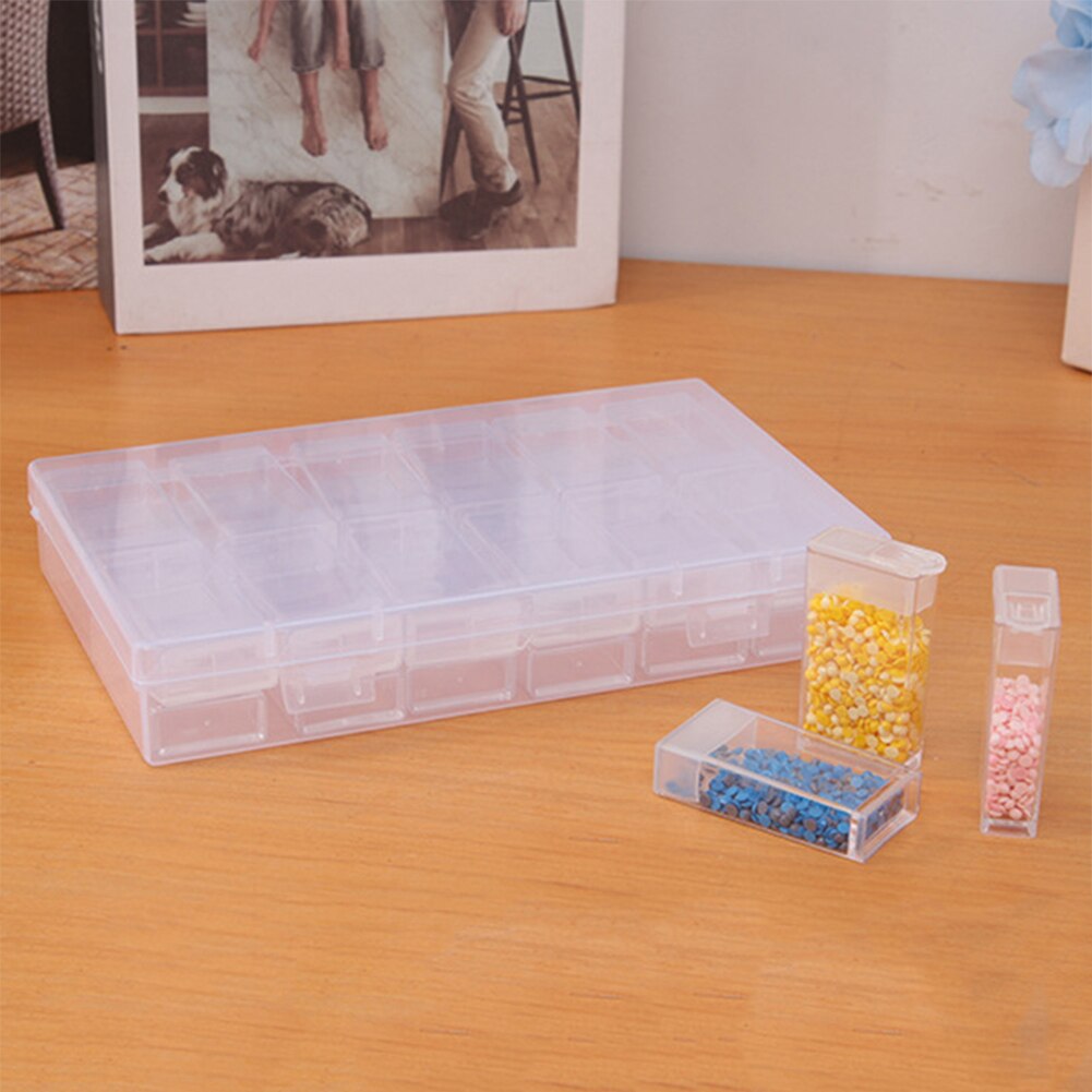 24 Grids Diamond Painting Storage Box Dividers Handmade Cross Stitch Embroidery Container Display Case Rhinestone Bead Organizer