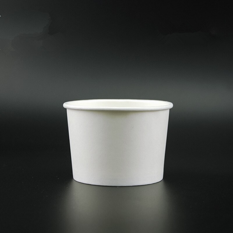 50pcs White ice cream takeaway packaging cup party birthday wedding food soup cake round pattern thick paper cup with lid: cup / 280ml 8oz