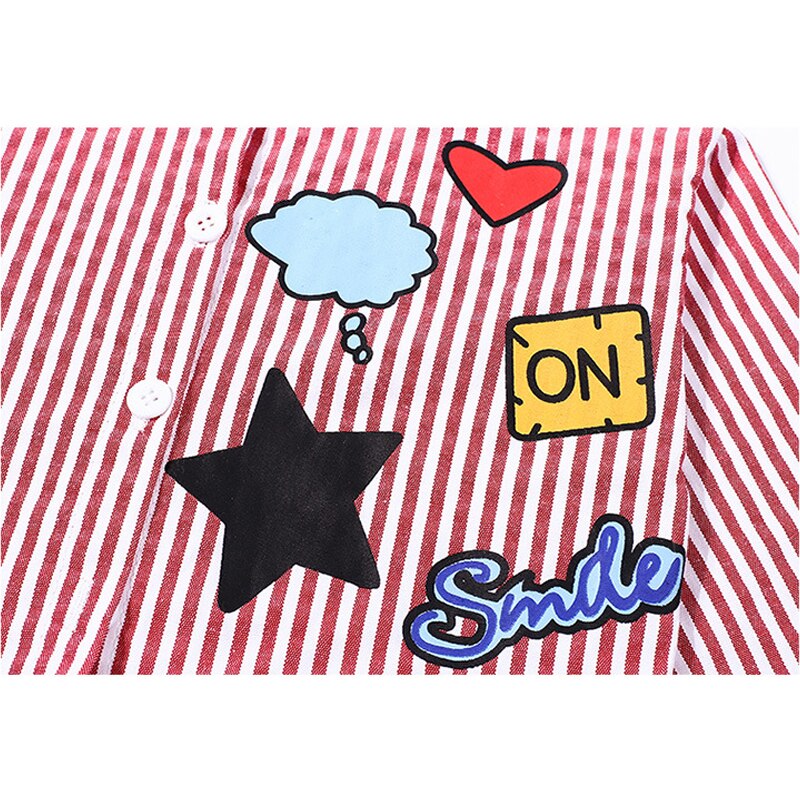 Kids Blouses For Girls Spring Teenage Girl Blouse Long Sleeve Striped Turn-down Collar School Uniform Children Clothing