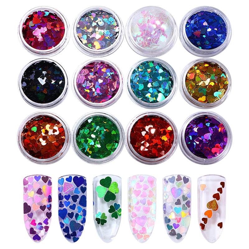 Clorful Opal Jelly lentejuelas brillo de uñas copos oro plata Holographics polvo brillante polvo arte uñas decoración DIY manicura: 6