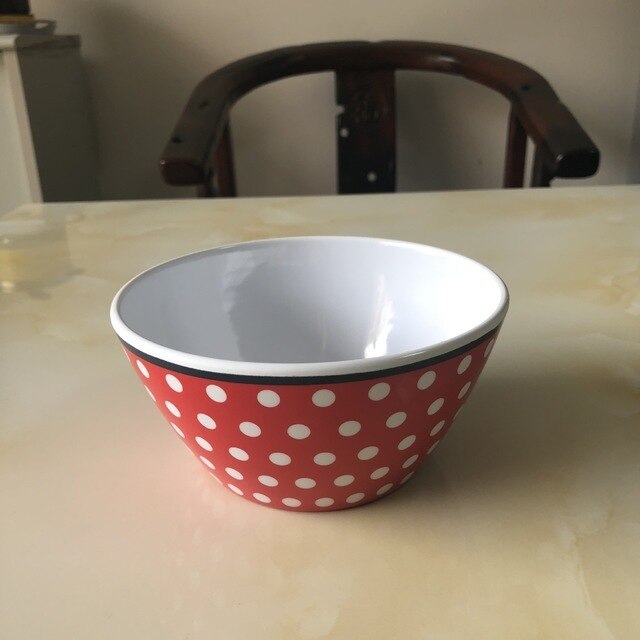 9 Inch Diner Platen Serving Cake Tray Imitatie Porselein Plaat Diner Fruitschaal Steak Gerechten Imiteren Keramiek Servies: 2-Red Dot   