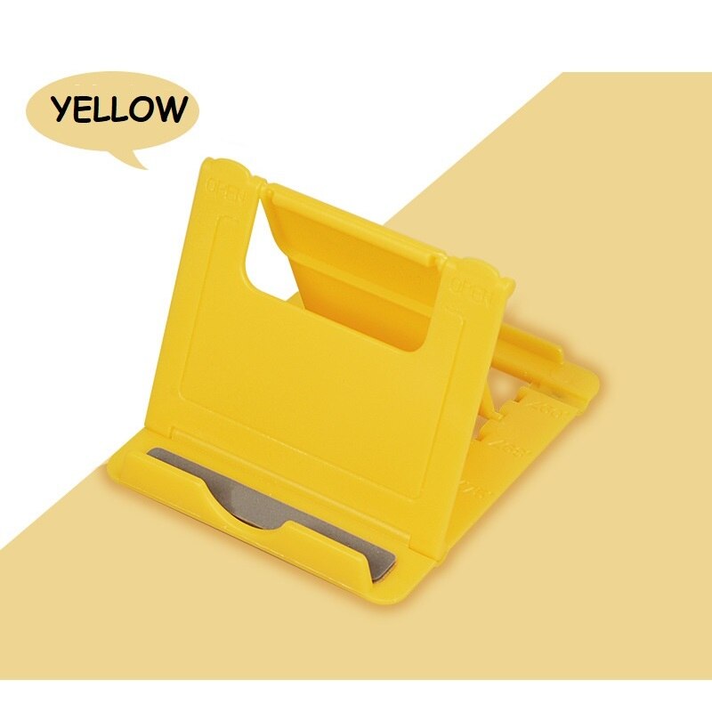 Phone Holder Stand Desktop Foldable Universal Plastic Mount Support For IPhone Xsmax Huawei P30 Mi Tablet: Yellow