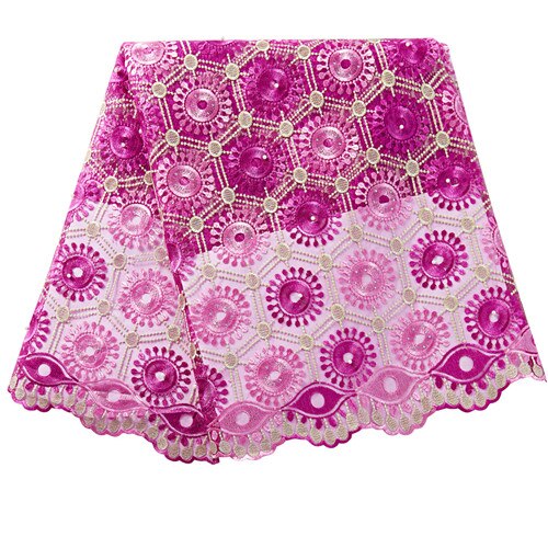 African Beaded Lace Fabric French Voile Lace Embroidery Flower Nigerian Lace Fabric Aso Oke Gele Headtie Scarf: rose red